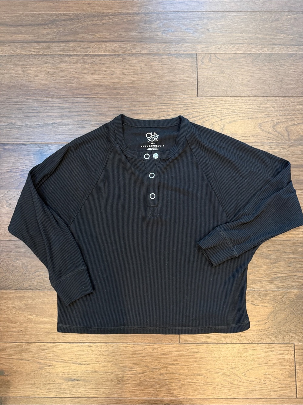 Chaser / Anthropologie Ribbed Long Sleeve Top Black - Size Small - C11-295